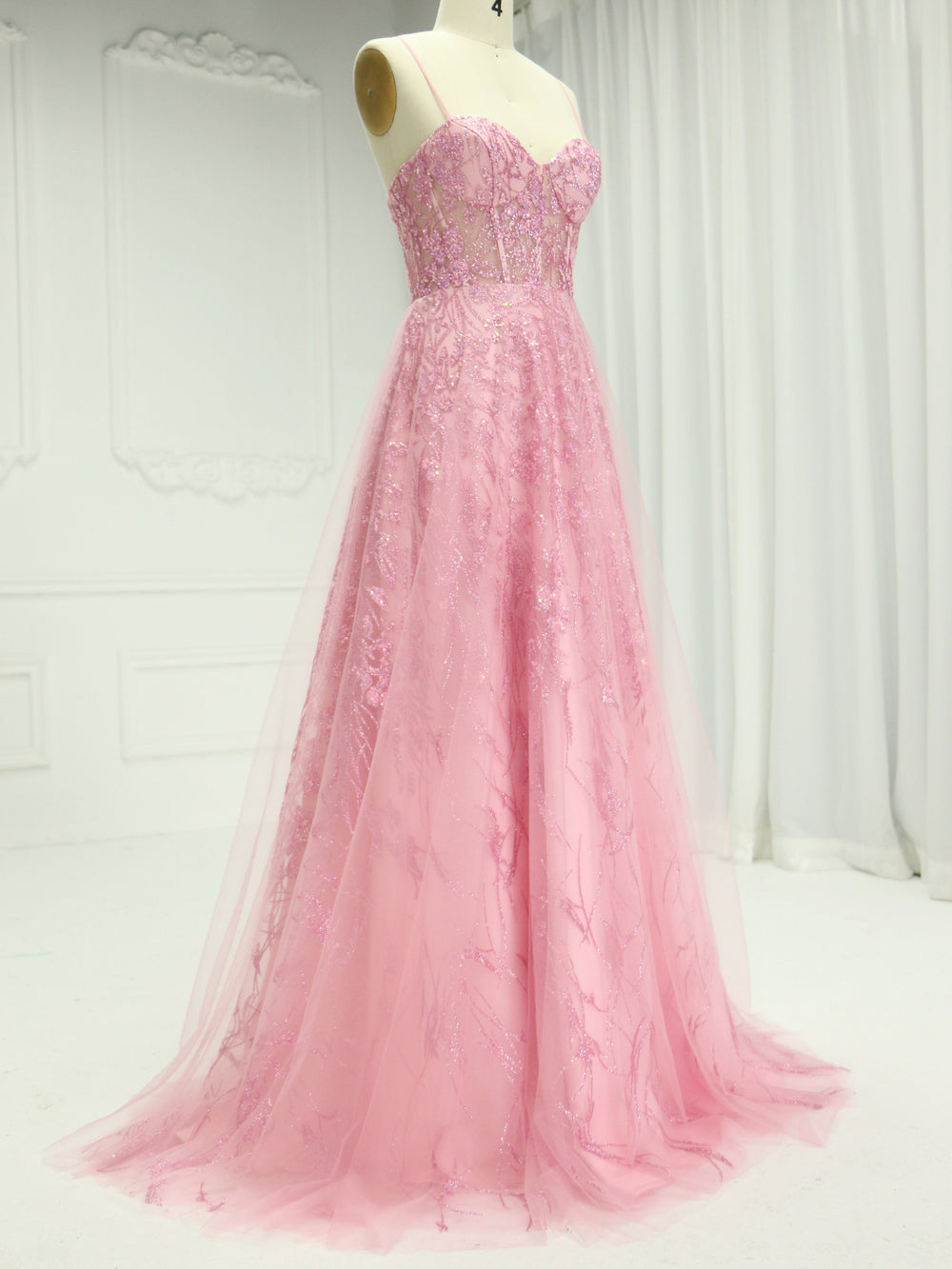 Spaghetti Straps Sequin Floor-Length , Prom Dress 