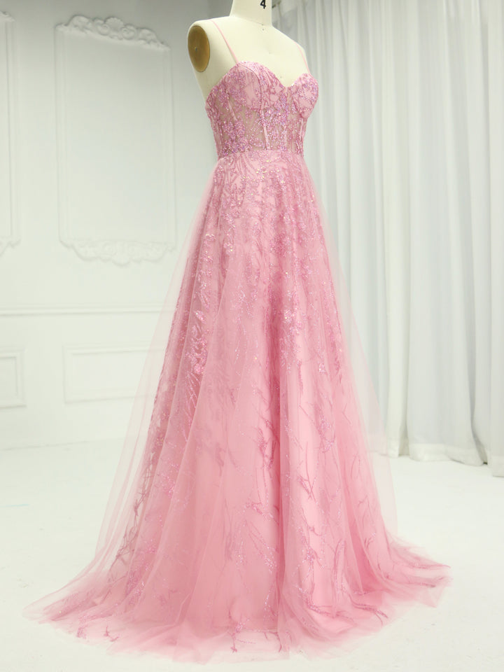 Spaghetti Straps Sequin Floor-Length , Prom Dress 