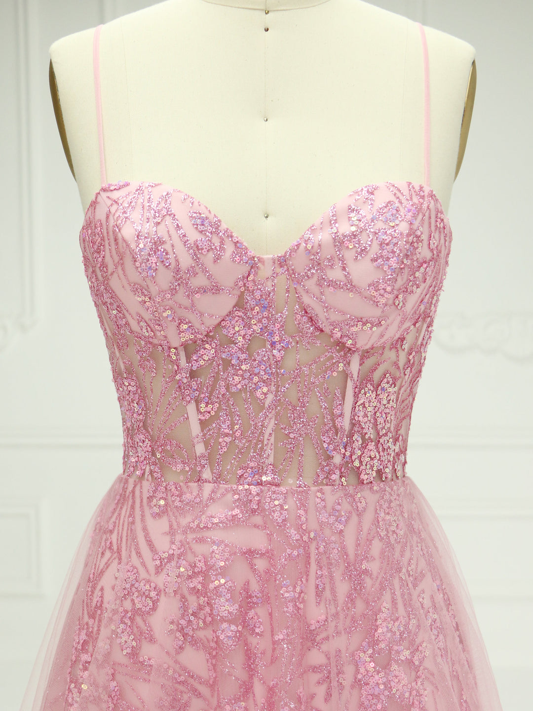 Spaghetti Straps Sequin Floor-Length , Prom Dress 