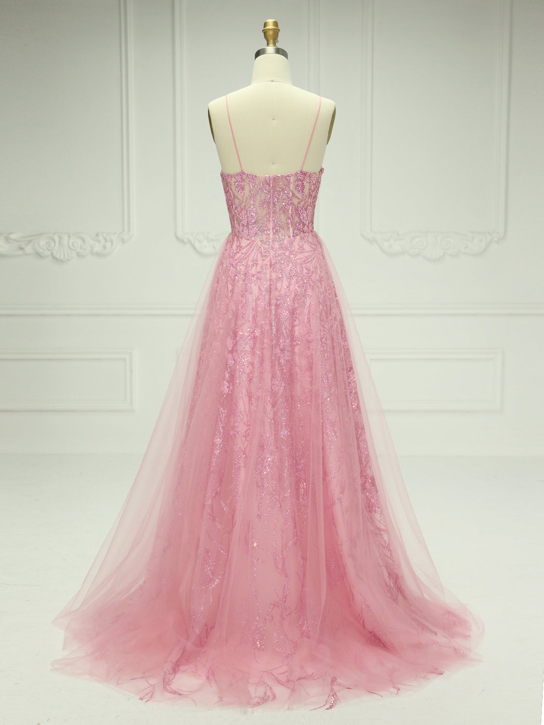 Spaghetti Straps Sequin Floor-Length , Prom Dress 