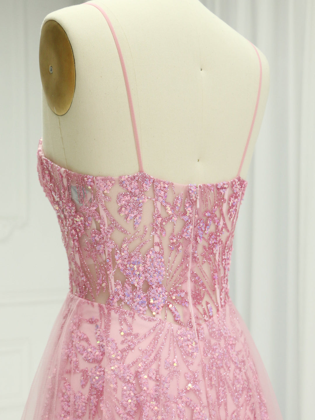 Spaghetti Straps Sequin Floor-Length , Prom Dress 
