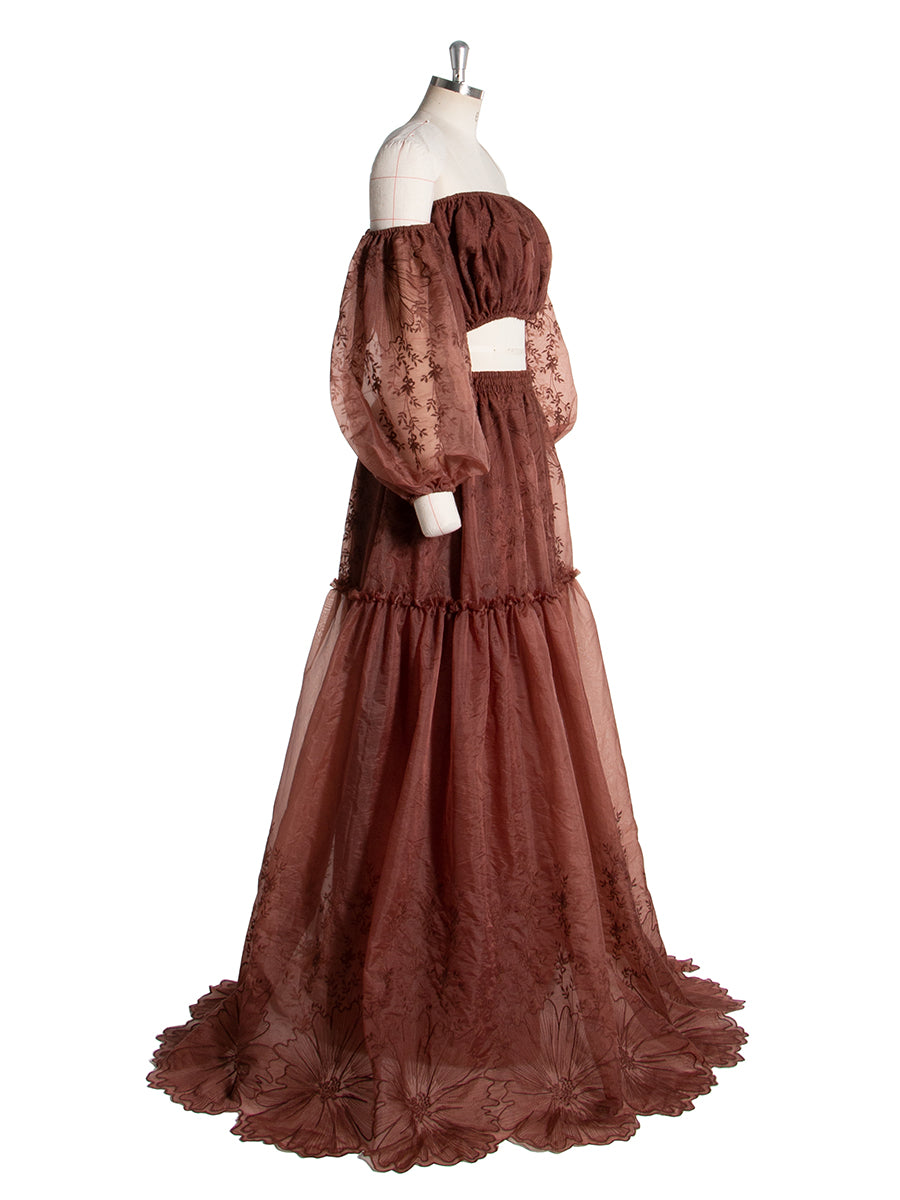 Zweiteiliges Set Spitze Boho Kleid Outfit Fotoshooting Kleid YW240014