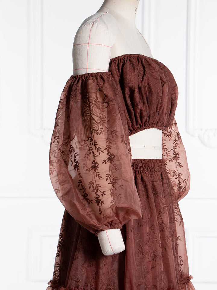 Zweiteiliges Set Spitze Boho Kleid Outfit Fotoshooting Kleid YW240014