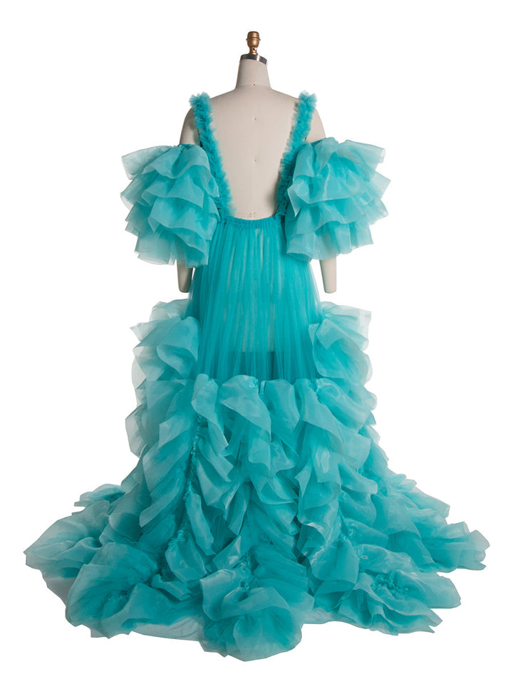 New Organza Ruffles, Tulle Photo Shoot Gown, Fluffy Maternity Photoshoot Dress 