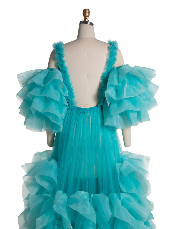New Organza Ruffles, Tulle Photo Shoot Gown, Fluffy Maternity Photoshoot Dress 