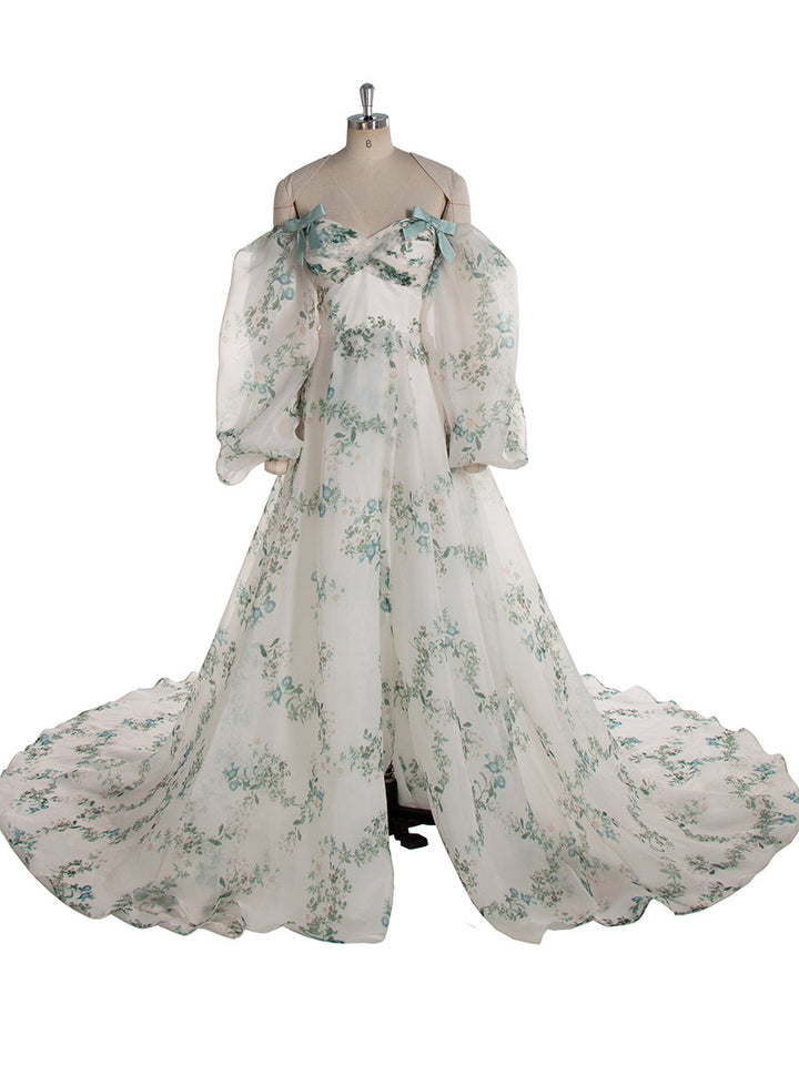 Lange Ärmel, florales Muster, Ballkleid, ausgefallenes Fotoshooting-Kleid YW241007 