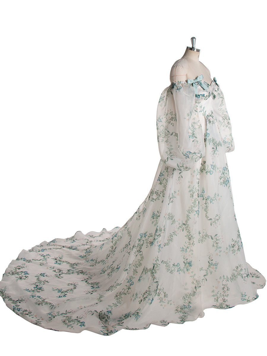 Lange Ärmel, florales Muster, Ballkleid, ausgefallenes Fotoshooting-Kleid YW241007 