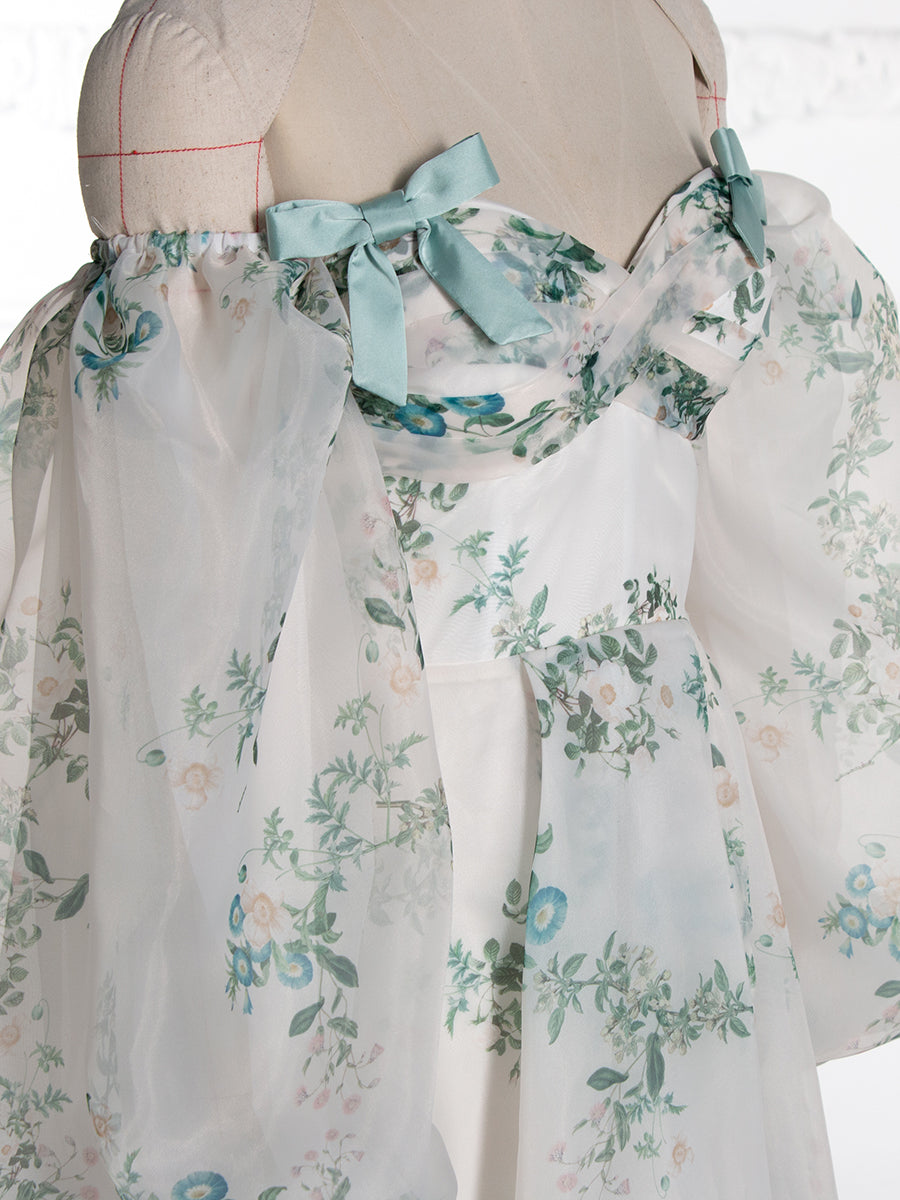 Lange Ärmel, florales Muster, Ballkleid, ausgefallenes Fotoshooting-Kleid YW241007 