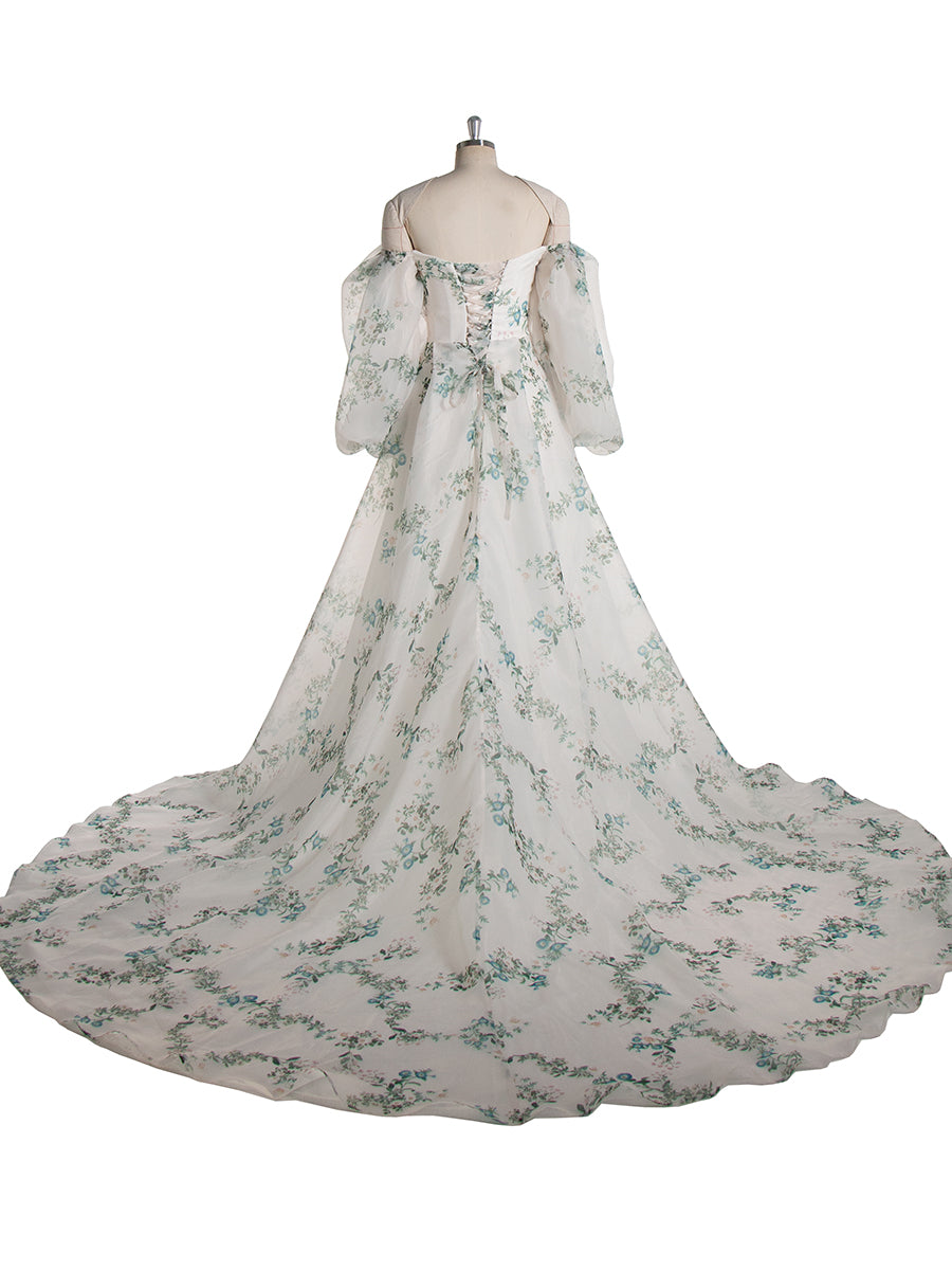 Lange Ärmel, florales Muster, Ballkleid, ausgefallenes Fotoshooting-Kleid YW241007 