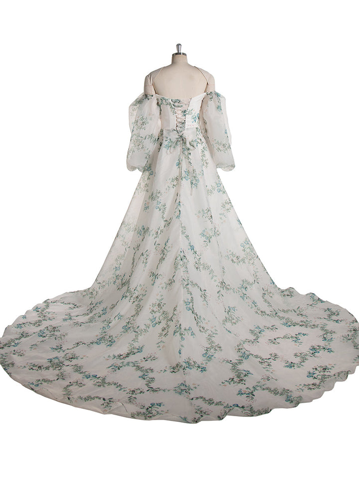 Lange Ärmel, florales Muster, Ballkleid, ausgefallenes Fotoshooting-Kleid YW241007 