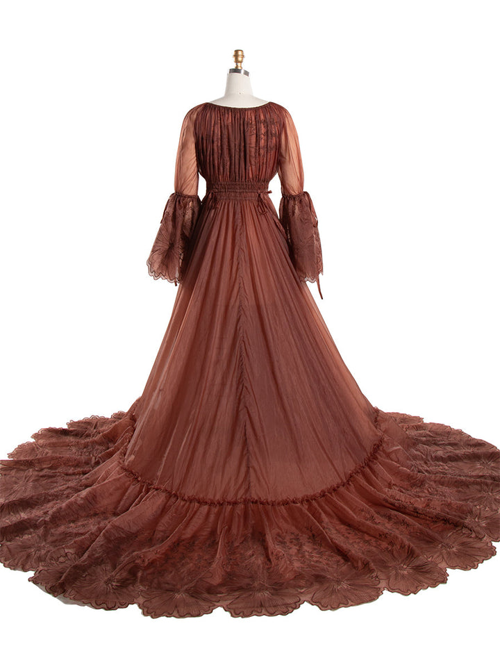 Boho Embroidery Lace Dress for Photo Shoot,  Woman Maxi Dress, Photography Props