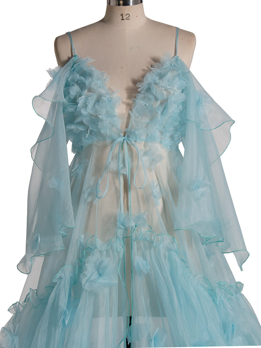 Blaues Umstandskleid für Fotoshooting Schwangerschaft Babyparty Kleid YW5503 