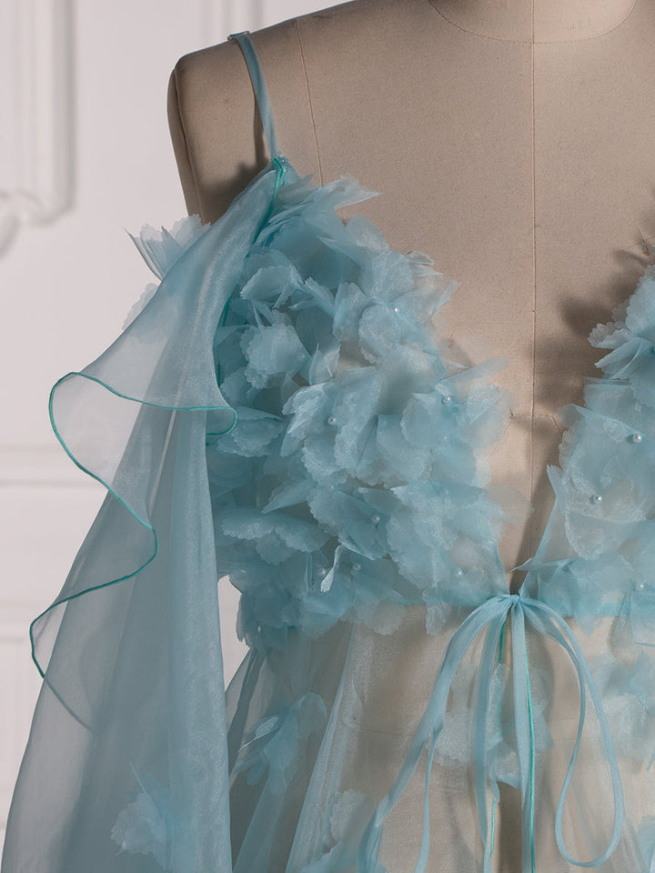 Blaues Umstandskleid für Fotoshooting Schwangerschaft Babyparty Kleid YW5503 