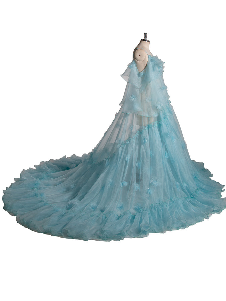 Blaues Umstandskleid für Fotoshooting Schwangerschaft Babyparty Kleid YW5503 