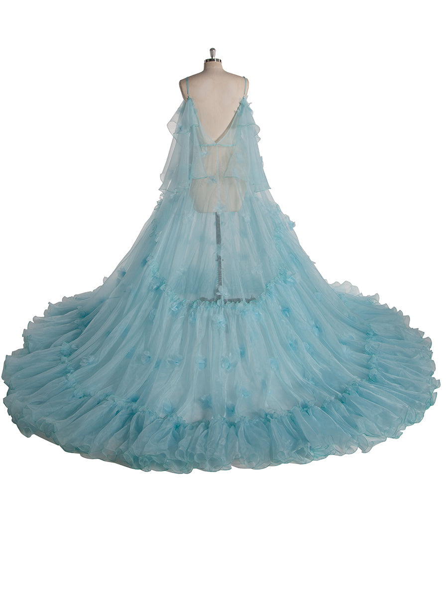 Blaues Umstandskleid für Fotoshooting Schwangerschaft Babyparty Kleid YW5503 