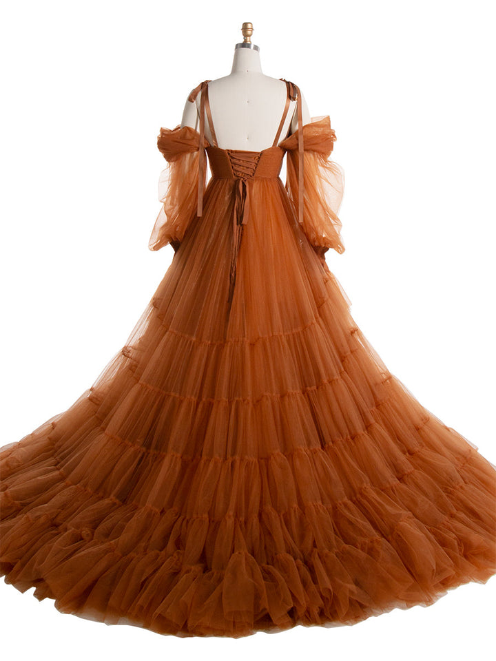 Umstandskleid für Fotoshootings, Tüllkleid, Fotografiekleid mit Bauchschlitz vorne, YW221106 