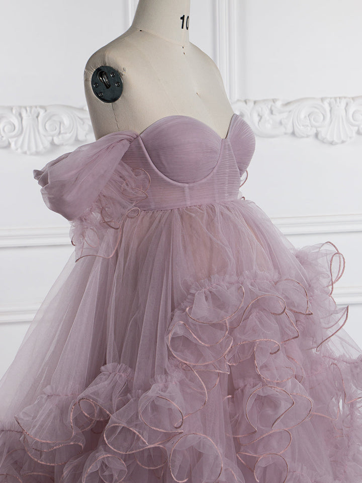 Umstandskleid für Fotoshooting Tüll Rüschen Umstandskleid Babyparty Fotoshooting Kleid YW243160 