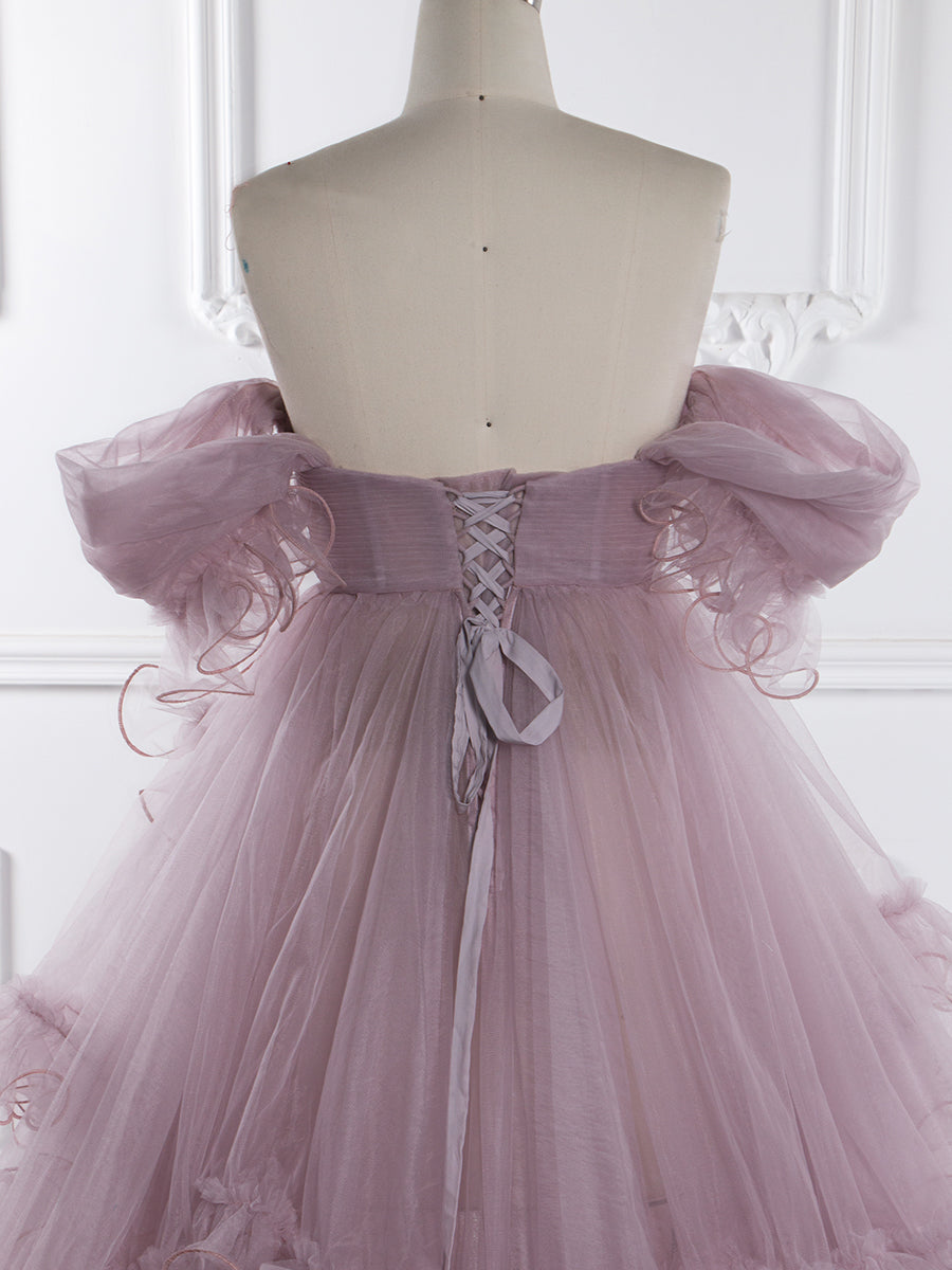 Umstandskleid für Fotoshooting Tüll Rüschen Umstandskleid Babyparty Fotoshooting Kleid YW243160 