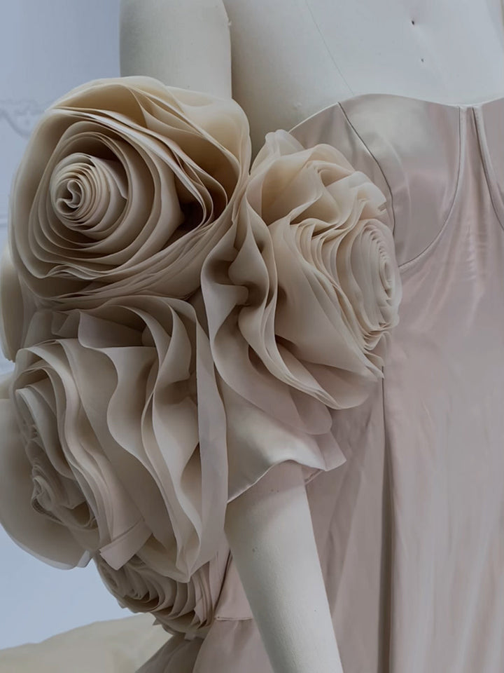 Handmade Flower Cape with Dress Elegant Outfit , Photo Shoot Gown 