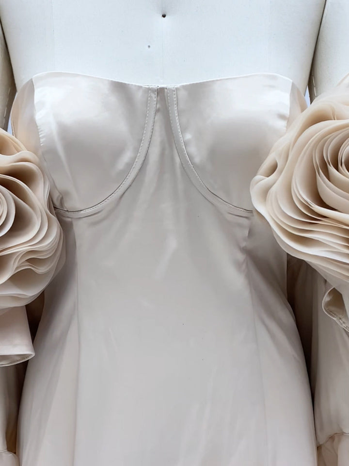 Handmade Flower Cape with Dress Elegant Outfit , Photo Shoot Gown 
