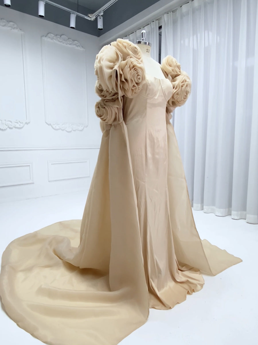 Handmade Flower Cape with Dress Elegant Outfit , Photo Shoot Gown 