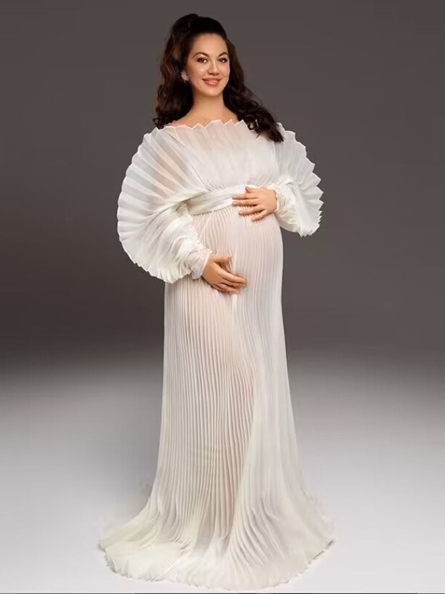 Fashion Organza Pleated  Maternity Dress for Photo Shoots , Dress for Pregnancy Photo Shoot