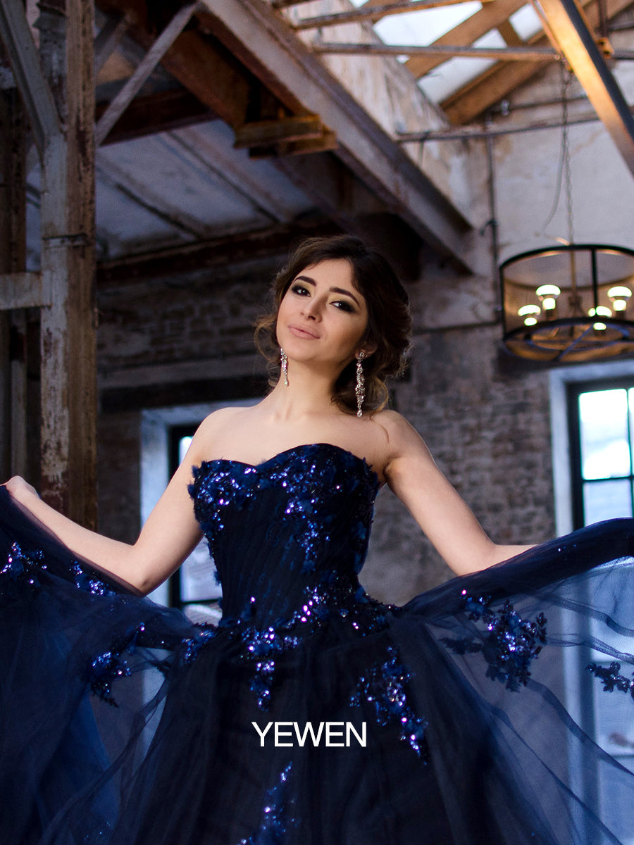 Trägerloses rückenfreies Blumen-Pailletten-Elegantes Abendkleid Fotoshooting-Kleider YW230528