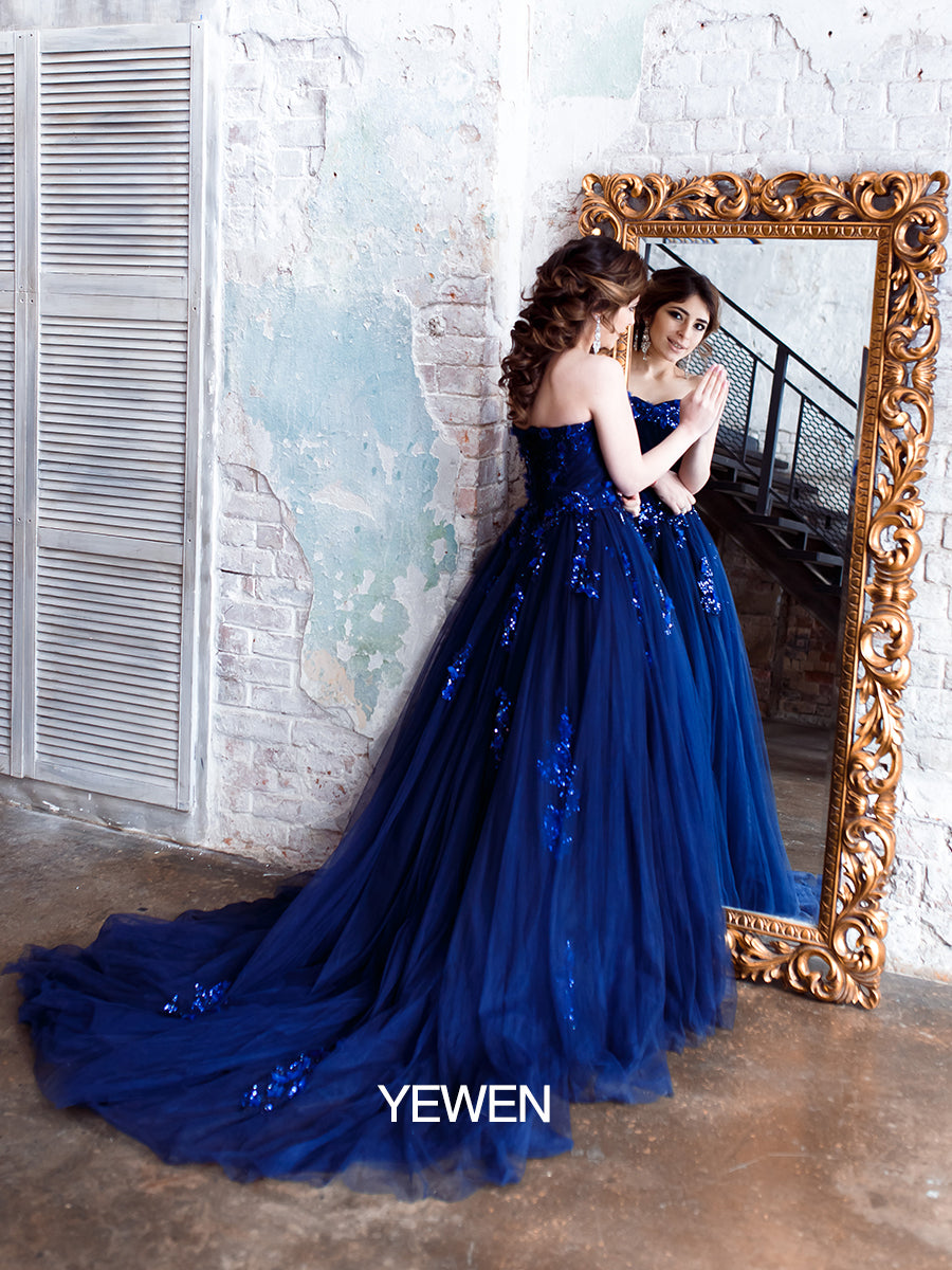 Trägerloses rückenfreies Blumen-Pailletten-Elegantes Abendkleid Fotoshooting-Kleider YW230528