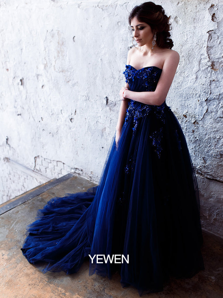 Trägerloses rückenfreies Blumen-Pailletten-Elegantes Abendkleid Fotoshooting-Kleider YW230528