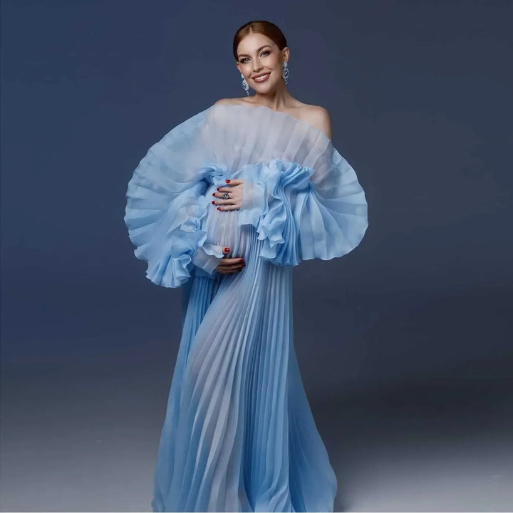 Modisches Umstandskleid aus Organza mit Plissee für Fotoshootings, Kleid für Schwangerschafts-Fotoshootings, YW230726 