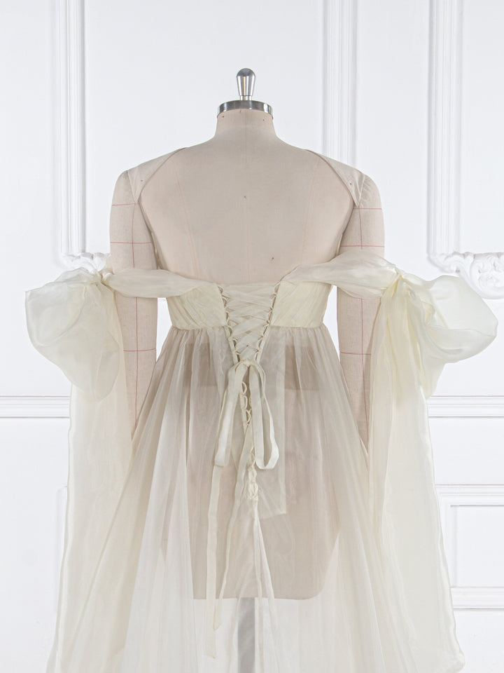 Umstandskleid aus weichem Organza aus Seide für Babyparty, Sommer-Umstandskleid für Fotoshootings, YW240019 