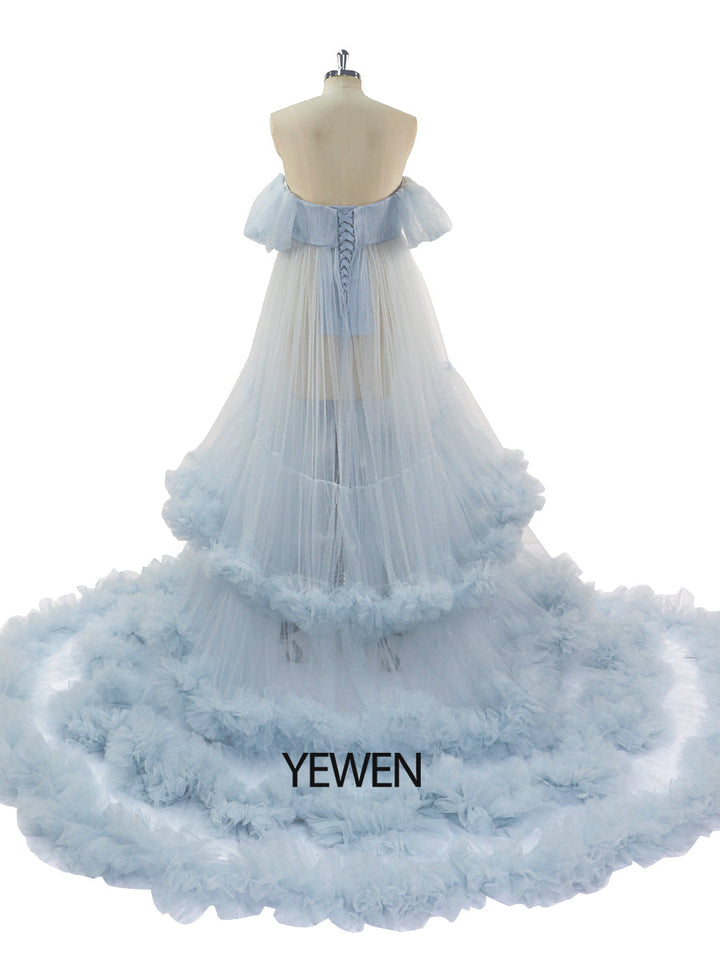 Schulterfreies Umstandskleid mit Herzausschnitt für Fotoshootings, Schwangerschaftsfotografie, Robe, Babypartykleid YW21022 