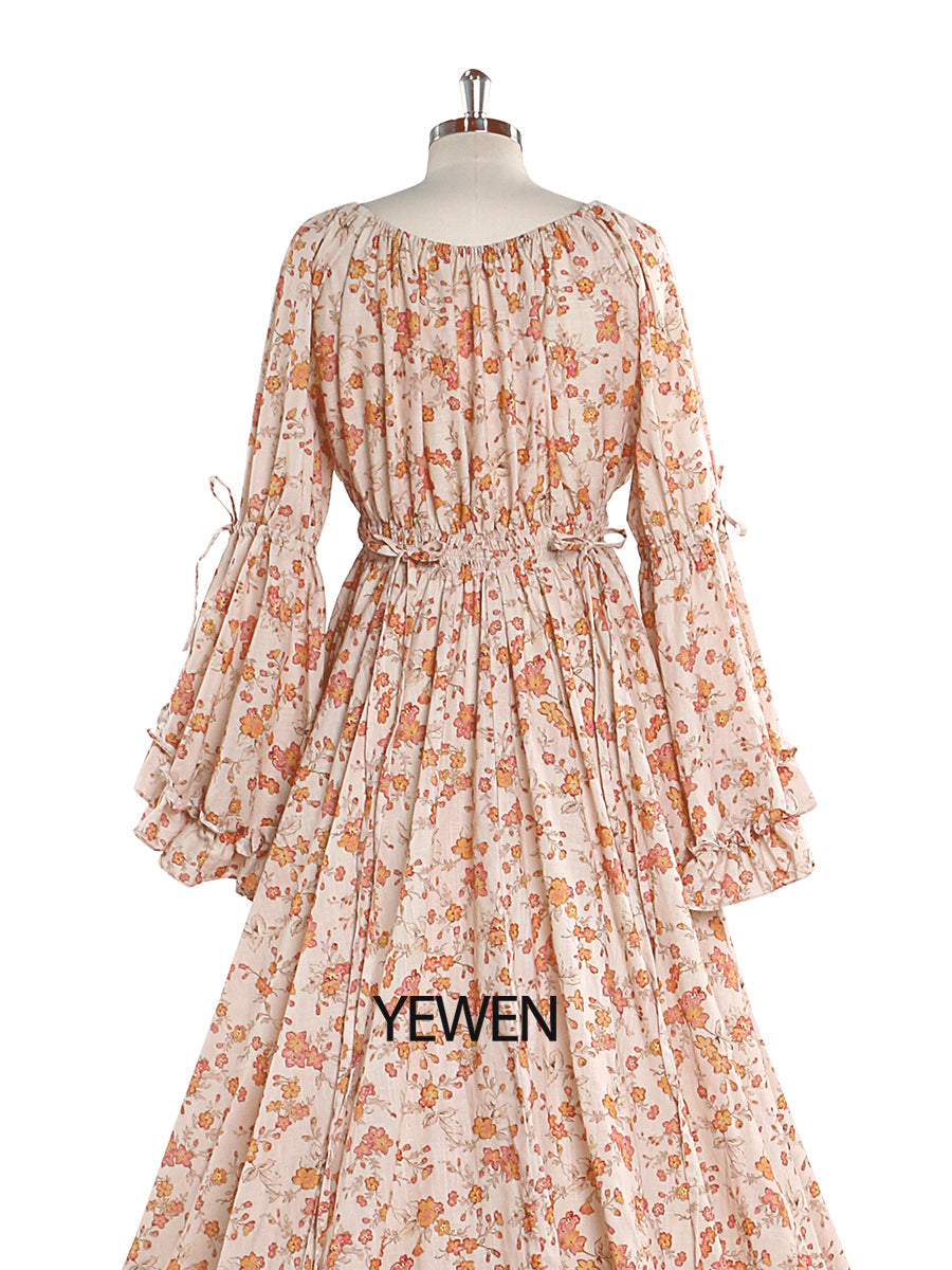 Elegantes Maxikleid mit V-Ausschnitt und Blumendruck für Damen, Boho-Stil, Strandkleid, Umstandskleid, ausgefallene Fotografie-Requisiten, YEWEN