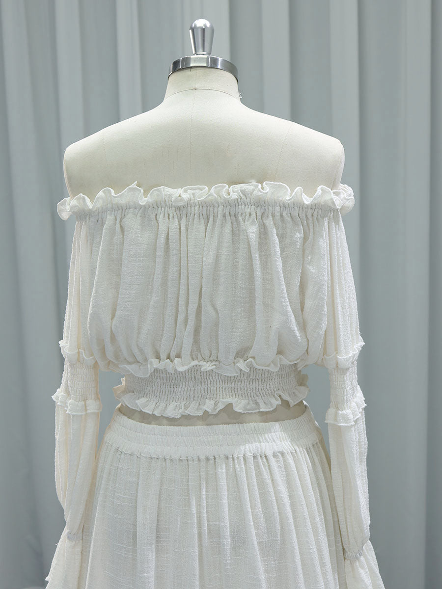 Two Pieces Set Dress , Adjustable Waist ,Woman Boho Photo Shoot Dresses