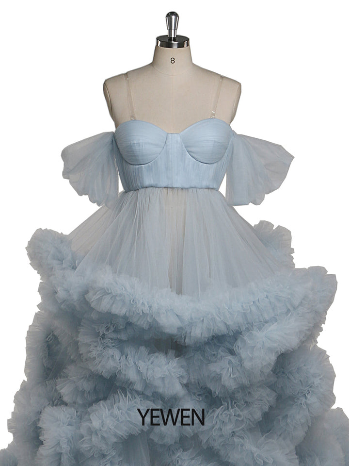 Schulterfreies Umstandskleid für Fotoshootings, Schwangerschaftsfotografie, Robe, Babypartykleid YW220108