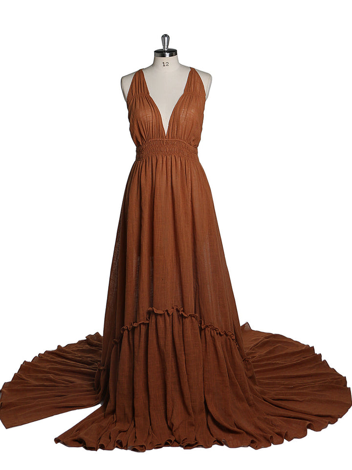 Abendkleider mit V-Ausschnitt und Stretch-Taille, Fotografie-Kleid, Babyparty-Kleid für Schwangere, YEWEN YD211009