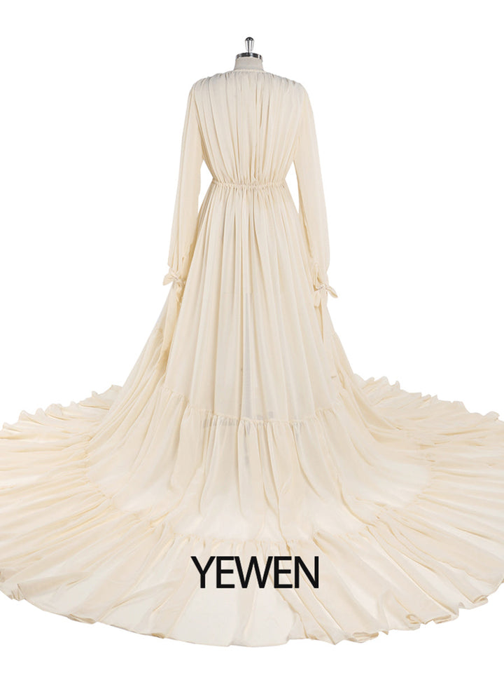 Chiffon Tan Farbe Custom Plus Größe Mutterschaft Kleid Fotografie Kleid YW220217 