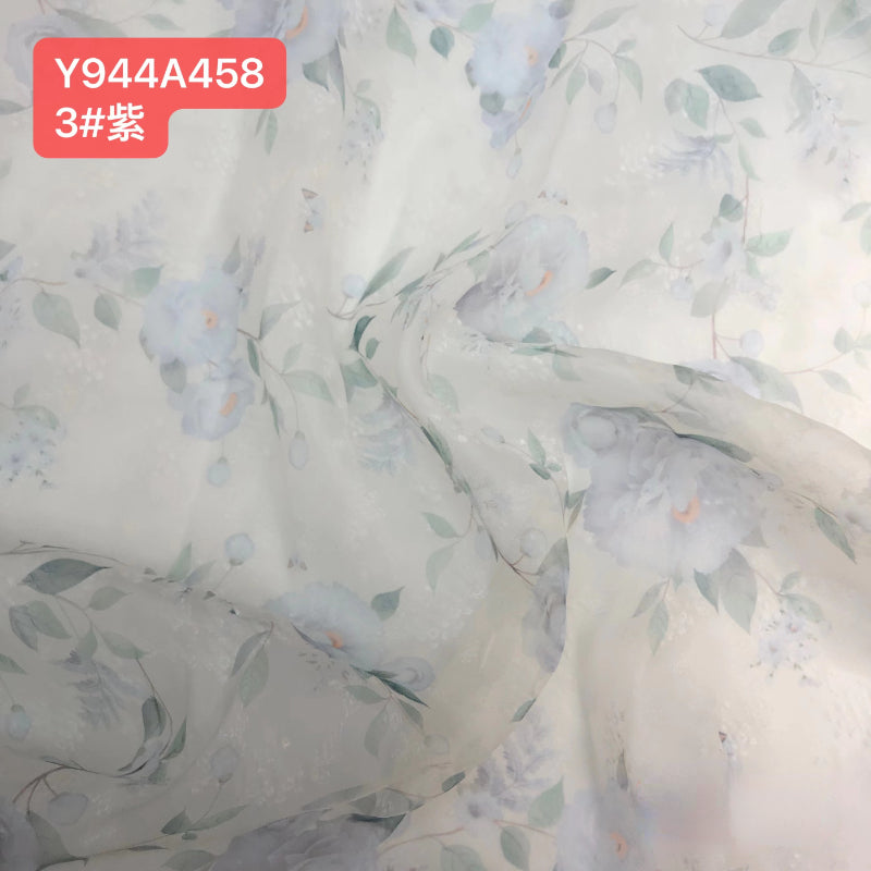 Umstandskleid Fotoshooting Print Blumenmuster Seide Weicher Organza Schulterfreies Maxikleid mit Schleppe YW230305 