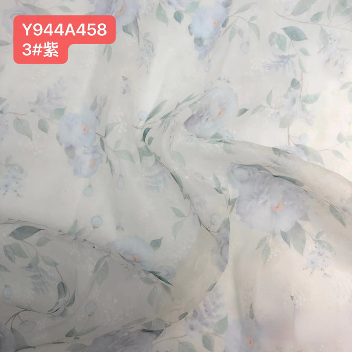 Umstandskleid Fotoshooting Print Blumenmuster Seide Weicher Organza Schulterfreies Maxikleid mit Schleppe YW230305 