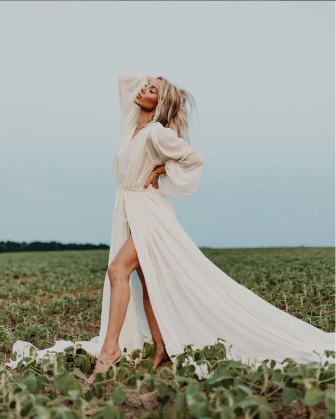 Rostfarbenes Chiffonkleid für Damen, Fotoshooting-Kleid, Fotografie-Kleid, Übergröße YW220217-1 