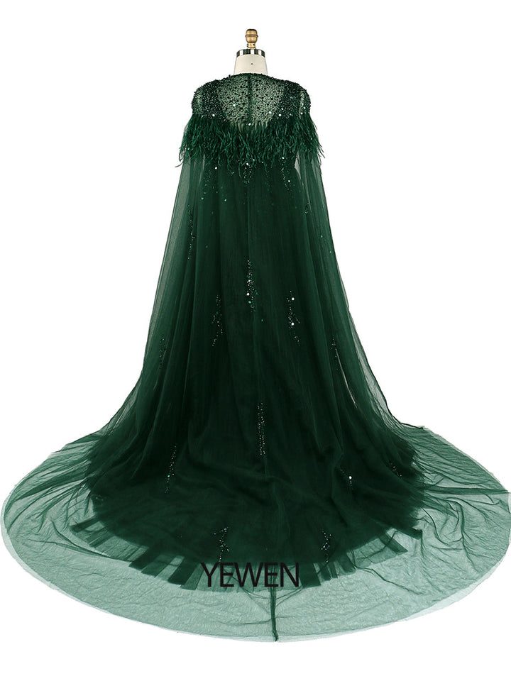 Silbernes Abendkleid aus Tüll mit Perlen und Cape, Umstandskleid für Fotoshootings, Fotografiekleid, Schnürung am Rücken 