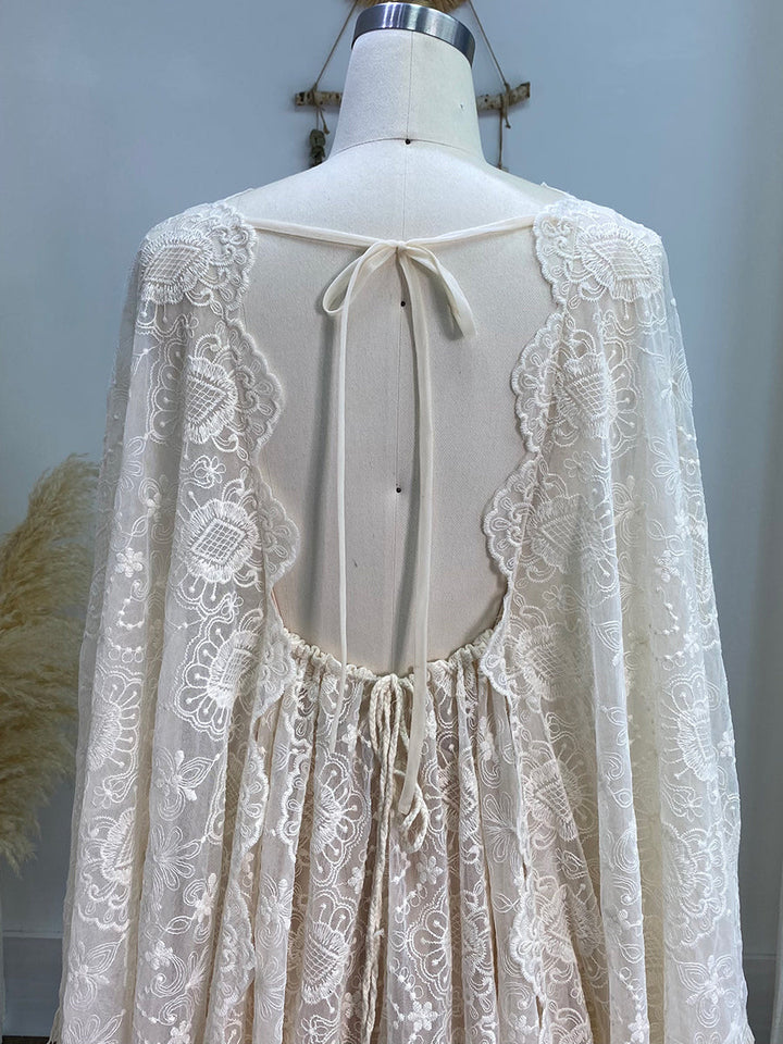 Boho Hochzeitskleid, Umstandskleid für Fotoshooting, Umstandskleid aus Spitze, Kleid für Umstandssession YW240032 
