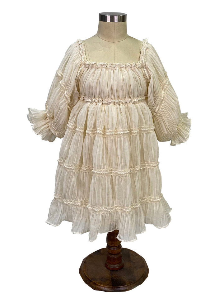 Neue Chiffon Blumenmädchenkleider mit langen Ärmeln Prinzessin Party Fotoshooting Kleid YW230421