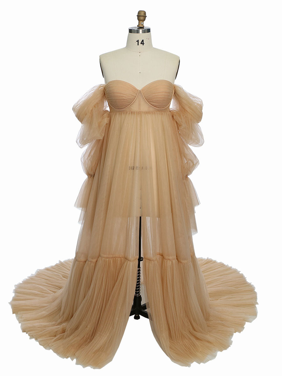 Tulle Maternity Dress for Photo Shoots, Corset Back Maternity Gown for Photoshoot