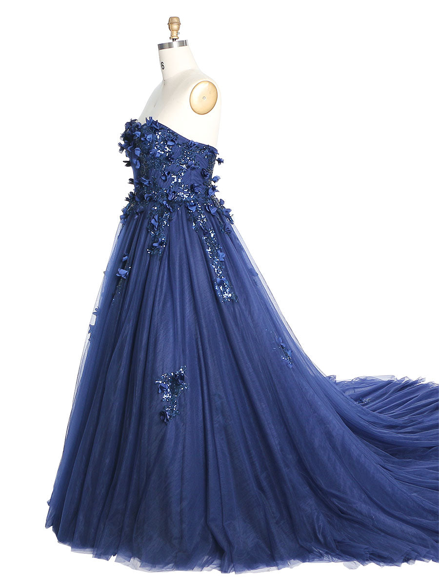 Trägerloses rückenfreies Blumen-Pailletten-Elegantes Abendkleid Fotoshooting-Kleider YW230528