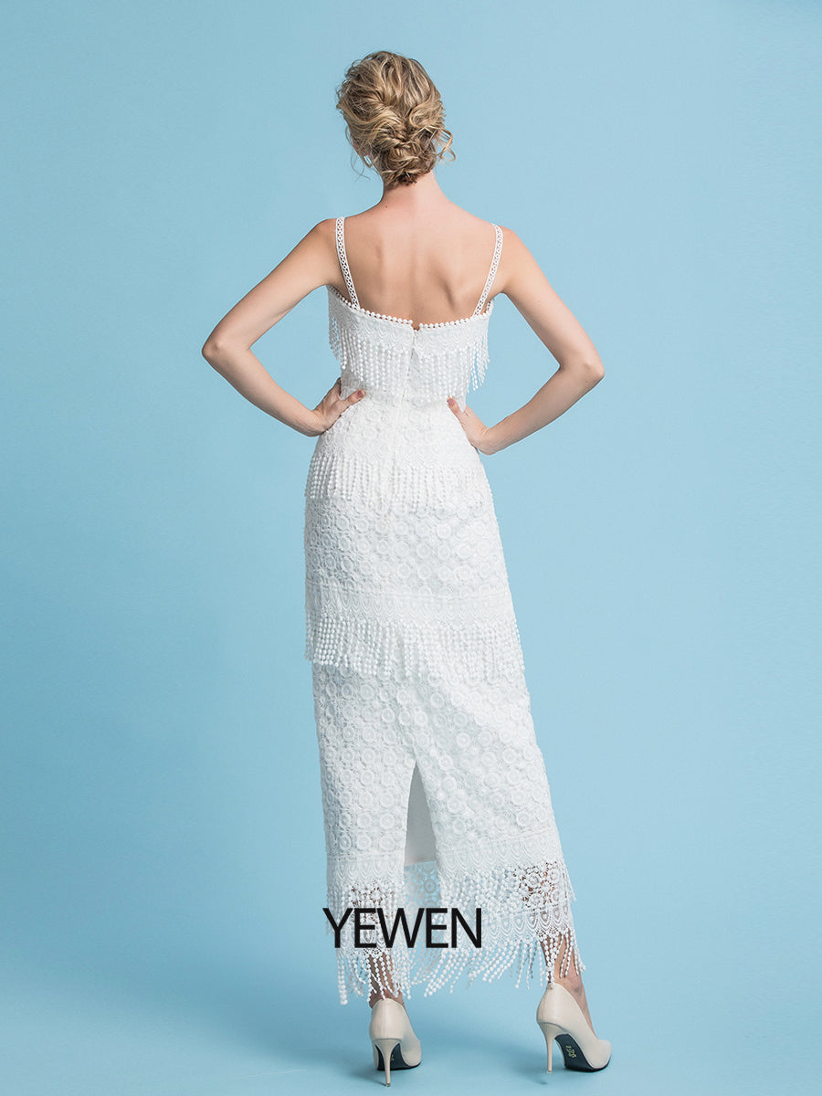 Boho Spitzen Brautkleid Schickes Bohemian Brautkleid Schlichtes Strandhochzeitskleid 