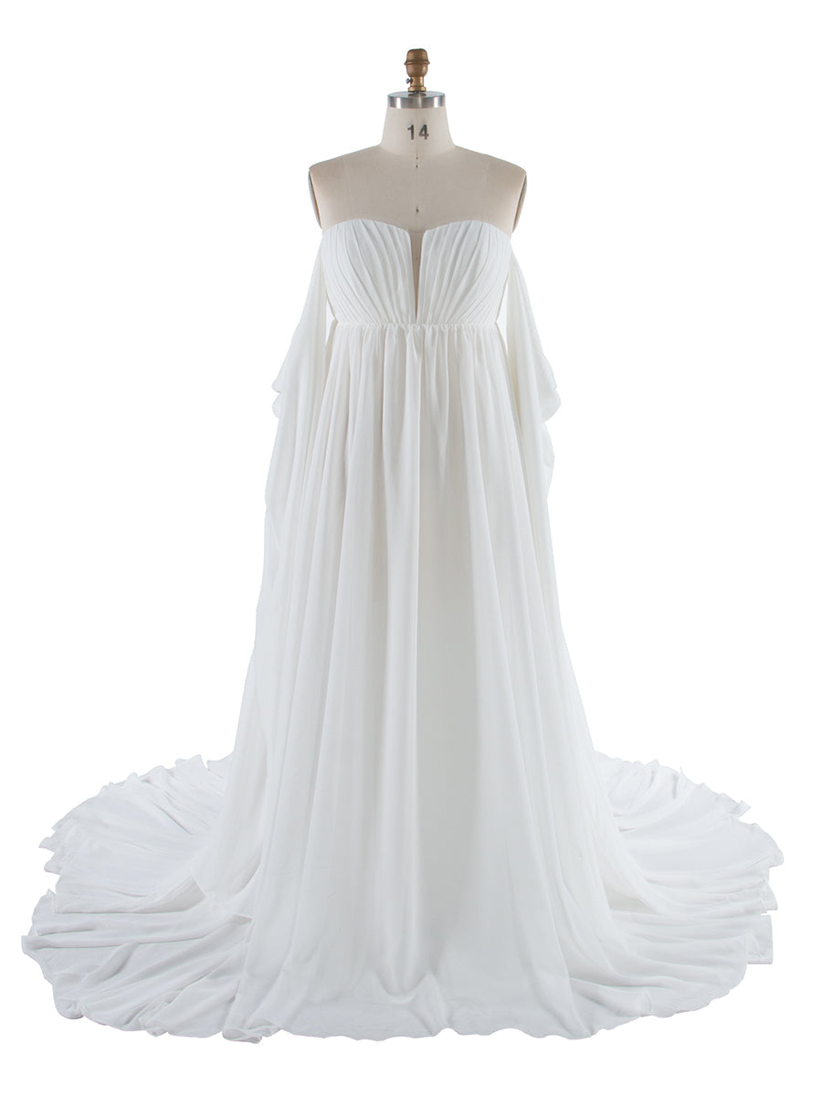 Chiffon-Umstandskleid für Fotoshootings, lange Cape-Ärmel, Fotografie-Kleid YW231153 