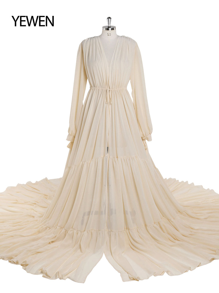 Chiffon Tan Farbe Custom Plus Größe Mutterschaft Kleid Fotografie Kleid YW220217 