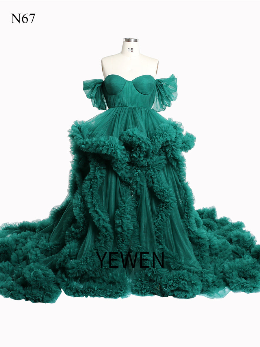 Schulterfreies Umstandskleid für Fotoshootings, Schwangerschaftsfotografie, Robe, Babypartykleid YW220108
