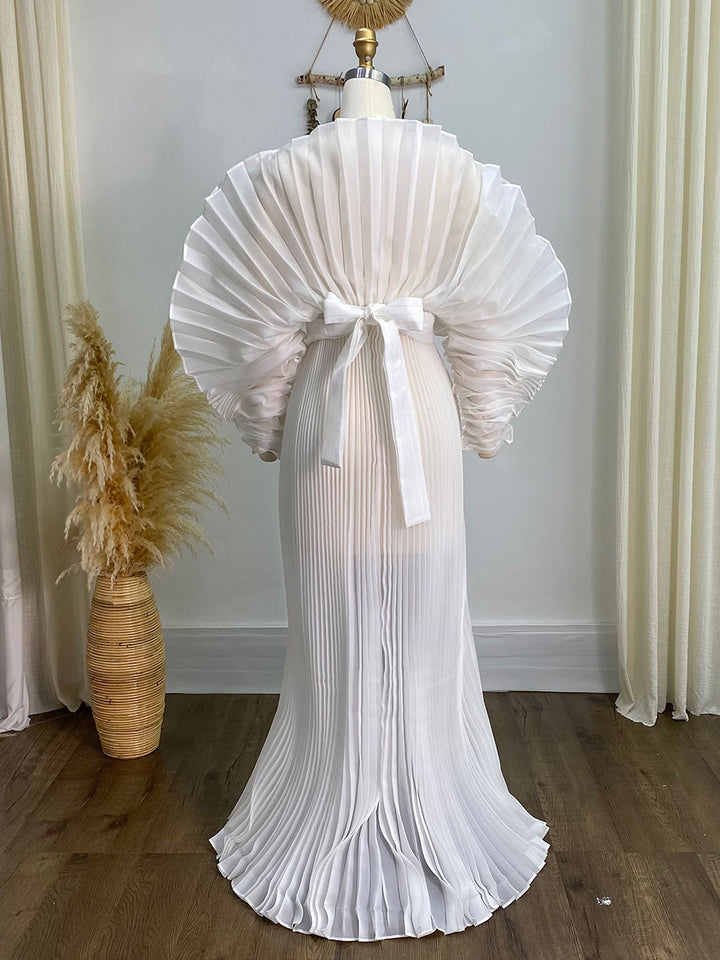 Modisches, verdicktes, plissiertes Organza-Umstandskleid für Fotoshootings YW230726